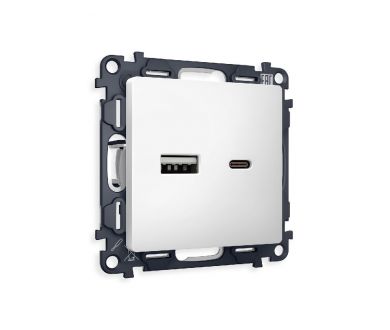 Комплект механизма розетки 2USB A+C 20W (быстрая зарядка) Ambrella Volt Alfa MA131010
