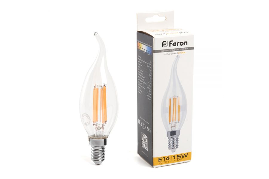 Лампа светодиодная Feron LB-718 Свеча на ветру E14 15W 2700K 38261