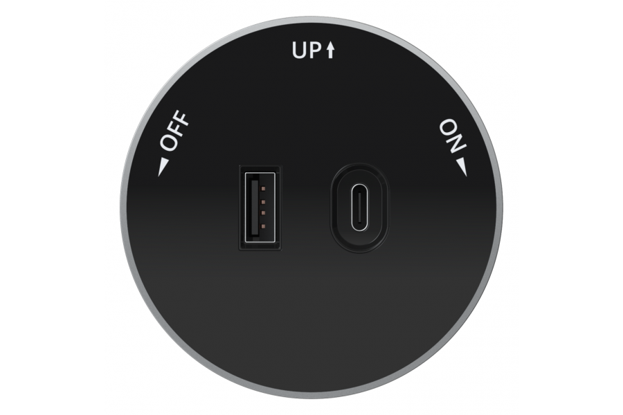 Розетка 2хUSB (тип А+С) 18Вт, 5В/3А Systeme Electric MultiTrack Антрацит MTK13003B