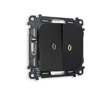 Комплект механизма 2-кл проходного выключателя с подсветкой Ambrella Volt Omega MO804030