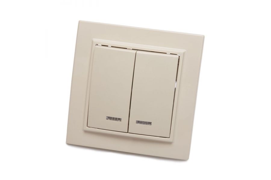 Выключатель 2-клавишный с индикатором Stekker PSW10-9002-02 250В 10А 39229