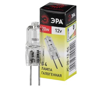 Лампа галогенная Эра G4 20W 3000K G4-JC-20W-12V C0027369