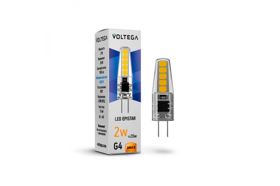 Лампа светодиодная Voltega G4 2W 2800K VG9-K1G4warm2W 7144