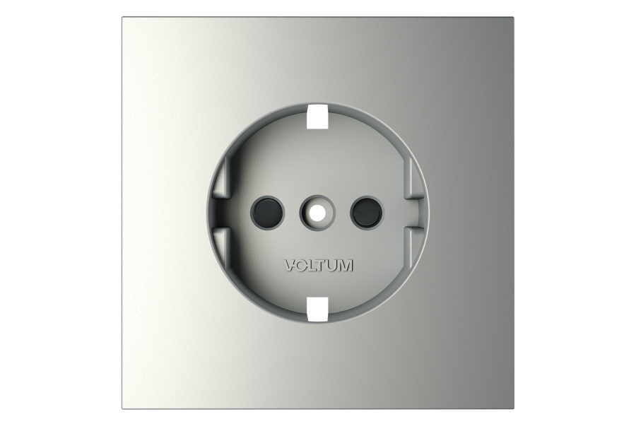 Накладка для розетки с заземлением и защитными шторками Voltum S70 (сталь) VLS000705