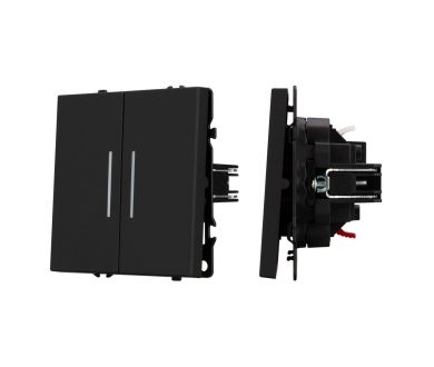 Выключатель звонковый 2 кл подсветка софт-тач черный оникс Arlight SWT-MKR2-SFPL-L-BK (250V, 10A) 061742(2)