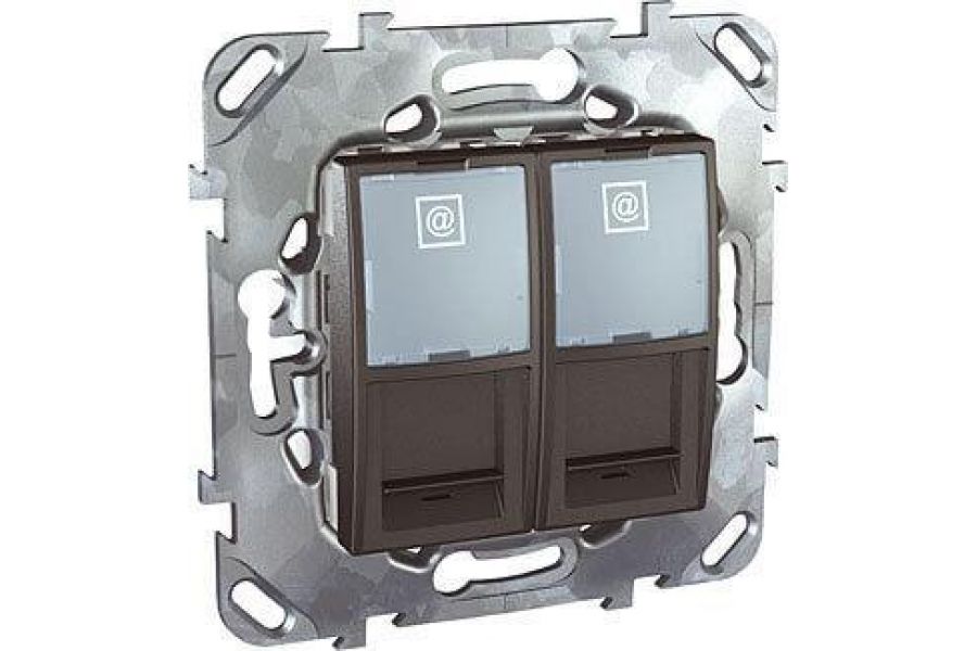 Розетка компьютерная 2хRJ45 Schneider Electric Unica MGU5.2424.12ZD