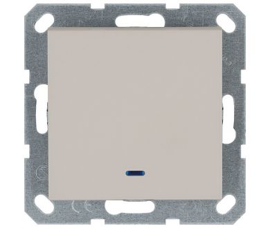 Выключатель одноклавишный со светодиодом 10A 250V с накладкой, цвет Тауп Jasmart G3011NT