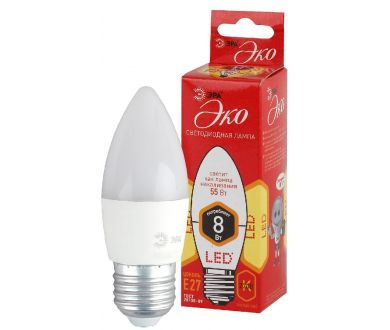 Лампа светодиодная Эра E27 8W 2700K ECO LED B35-8W-827-E27 Б0030020