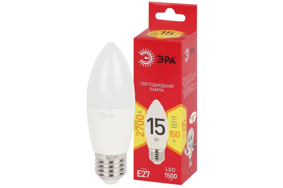 Лампа светодиодная Эра RED LINE LED B35-15W-827-E27 R 15Вт свеча Б0070088