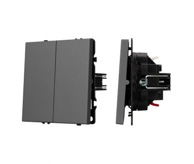 Механизм выключателя двухклавишный проходной Arlight SWT-NOBE-MKP2-SFPL-GR (230V, 10A) 054257