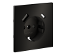 Накладка для розетки с заземлением и защитными шторками с USB A+C S70 Metal (антрацит) Voltum VLSM001012