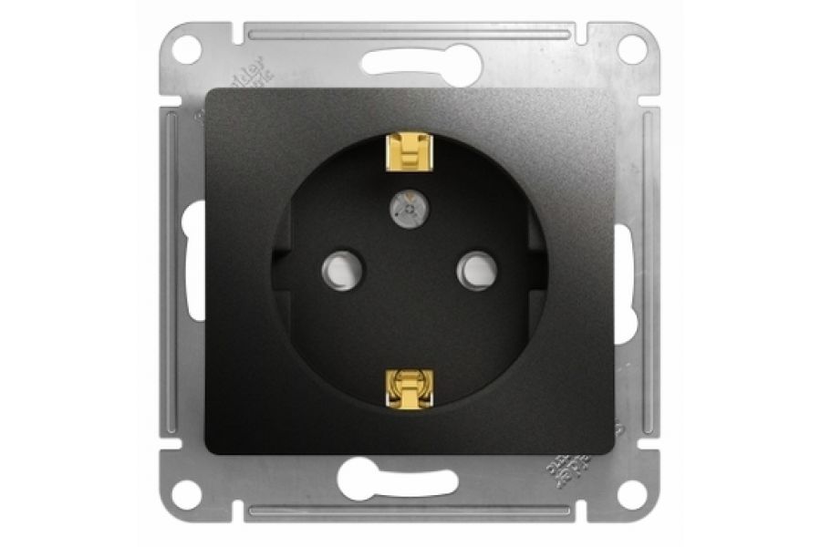 Розетка с/з со шторками, 16А Systeme Electric Glossa Антрацит GSL000745