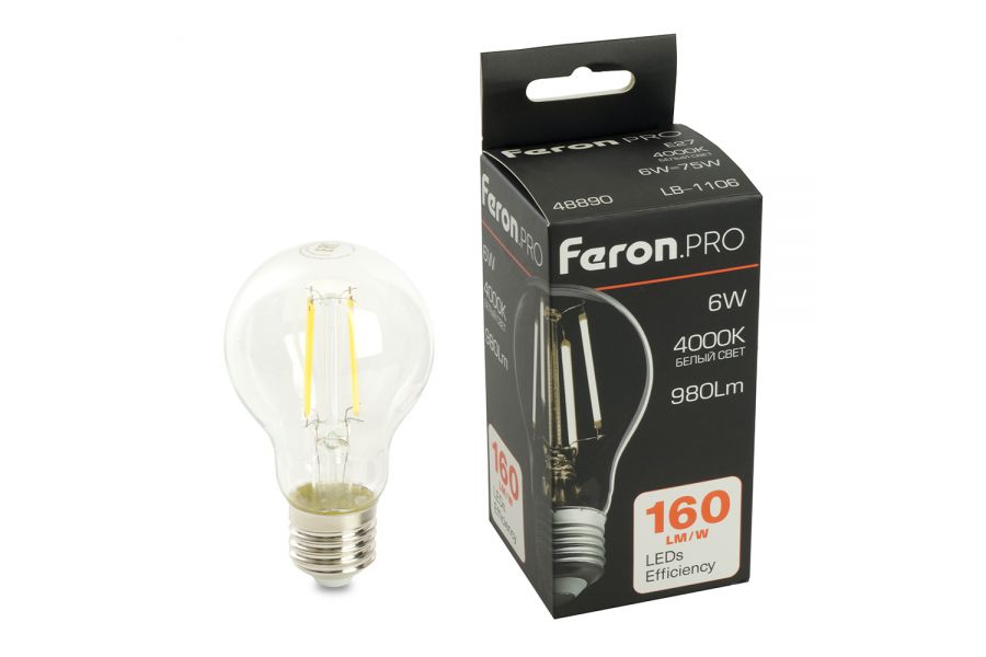 Светодиодная лампа Feron LB-1106 E27 6W 4000K 48890