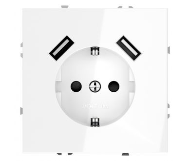 Розетка с USB, А+А Voltum S70 VLS040401 (белый глянцевы