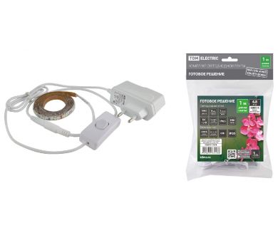 Светодиодная влагозащищенная лента TDM Electric 12В 2835 4,8Вт/м 6000K 1м IP65 SQ0331-0234