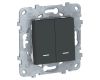 Переключатель двухклавишный с подсветкой Schneider Electric Unica New NU521354N