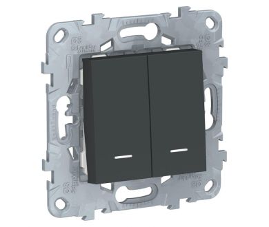 Переключатель двухклавишный с подсветкой Schneider Electric Unica New NU521354N