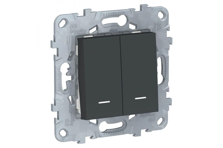 Переключатель двухклавишный с подсветкой Schneider Electric Unica New NU521354N