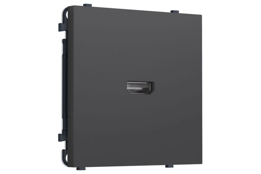 Комплект механизма розетки HDMI 2.1 SIGMA Графит Мягкое касание 30V/900MS 4K-120HZ 8K-60Hz QUANT PRO Ambrella Volt MS914030 (SP9140, PR223)