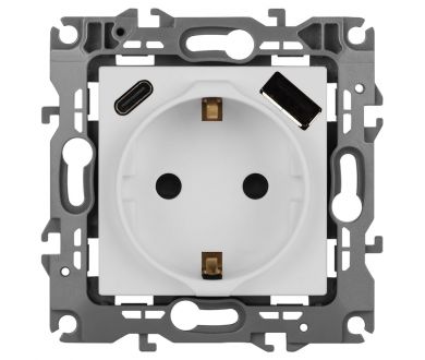 Розетка со шторками с USB type-A+C Эра 12-4108-01М Б0067711