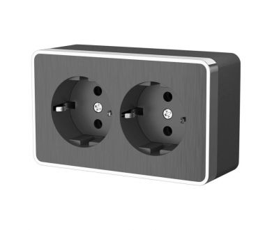 Розетка двойная с заземлением Werkel Gallant графит рифленый W5072104 4690389164675