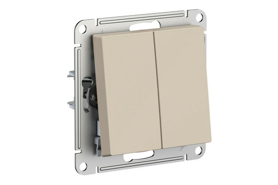 Переключатель 2-клавишный, сх.6/2, 10АХ, механизм Systeme Electric AtlasDesign Песочный ATN001265