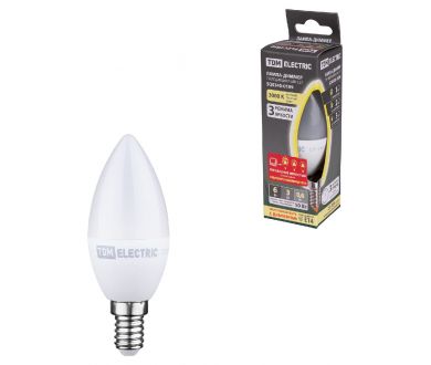 Лампа светодиодная диммируемая TDM Electric Е14 6W 3000K прозрачная SQ0340-0199