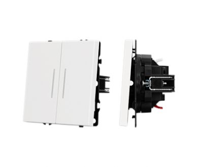 Механизм звонкового выключателя двухклавишный Arlight LED SWT-NOBE-MKR2-SFPL-L-WH (230V, 10A) (Белый кварц) 061745(1)