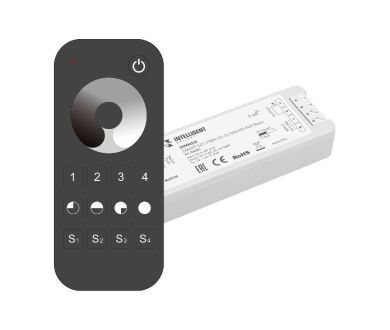 Диммер Arlight SMART-SET-PWM-101-72-DIM-PD-SUF Black (5-36V, 1x8A, x4, ПДУ 13кн, 2.4G) 036201