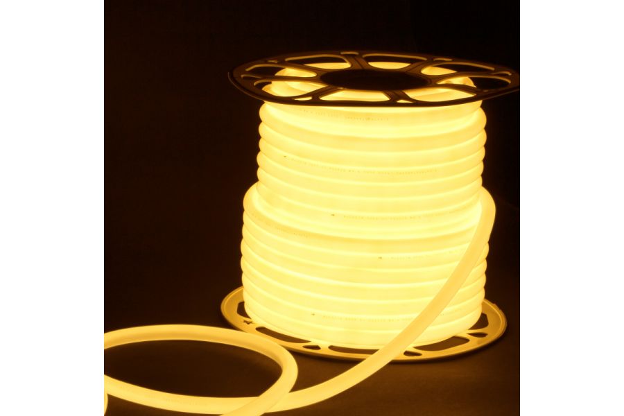 Светодиодный гибкий неон Elektrostandard 220V 9,6W 144Led 2835 IP67 круглый теплый белый, 50 м 4690389167485