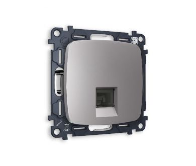 Комплект механизма телефонной розетки RJ-11(4P4C) со шторкой Ambrella Volt Omega MO512030