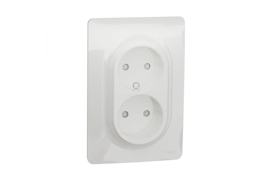 Розетка двойная Schneider Electric Unica New б/з со шторками NU206318