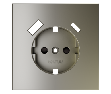 Накладка для розетки с заземлением и защитными шторками, с USB A+C Voltum S70 (шелк) VLS001004