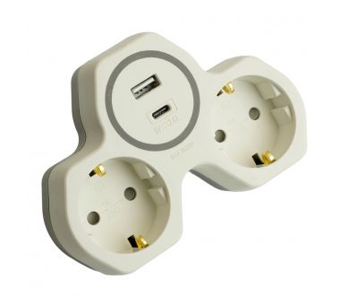 Купить Разветвитель сетевой 2-местный с/з и USB+Type C Stekker ADP16-15-20 50071 Разветвитель сетевой 2-местный с/з и USB+Type C Stekker ADP16-15-20 50071