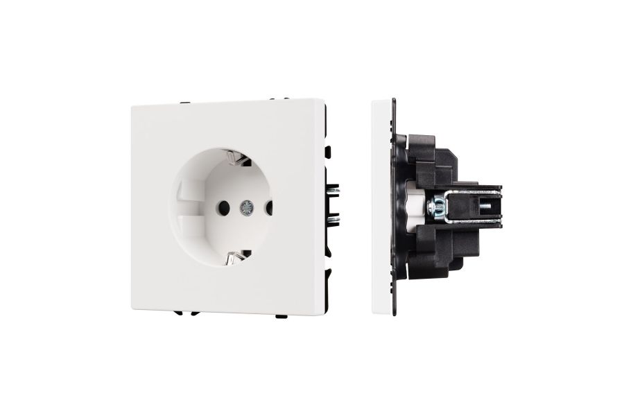 Розетка зк со шторками софт-тач белый кварц Arlight SCT-MEU-SFPL-WH (250V, 16A) 054276(1)