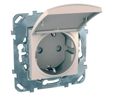 Розетка Schneider Electric Unica с/з со шторкамии крышкой 16A 250V MGU5.037.25TAZD