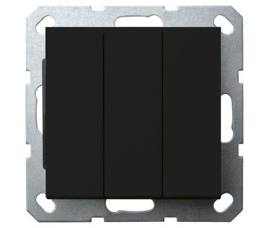 Выключатель трехклавишный Jasmart с накладкой 10A 250V черный матовый (soft touch) G3031PB