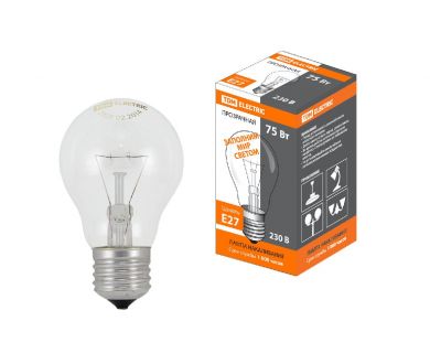 Лампа накаливания TDM Electric E27 75W 2700K прозрачная SQ0332-0037