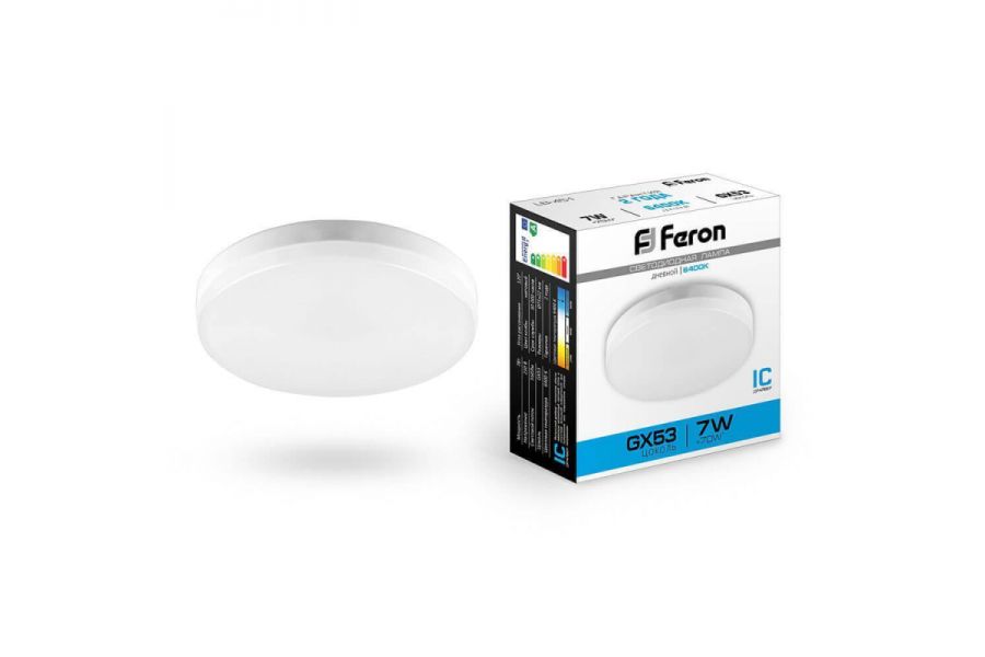 Лампа светодиодная Feron GX53 7W 6400K Таблетка Матовая LB-451 25866