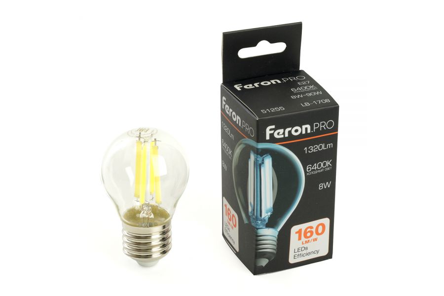 Лампа светодиодная Feron LB-1708 E27 8W 6400K 51255