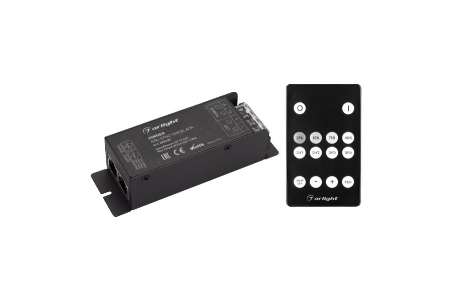 Диммер Arlight ARL-SYNC-Dim Black (12-24V, 1x25A, ПДУ 14кн, RF, RJ45) 035135