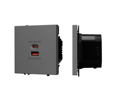 Механизм розетки с быстрой USB зарядкой Arlight SCT-NOBE-MUAC-SFPL-FC-GR (65W, QC3) 054319