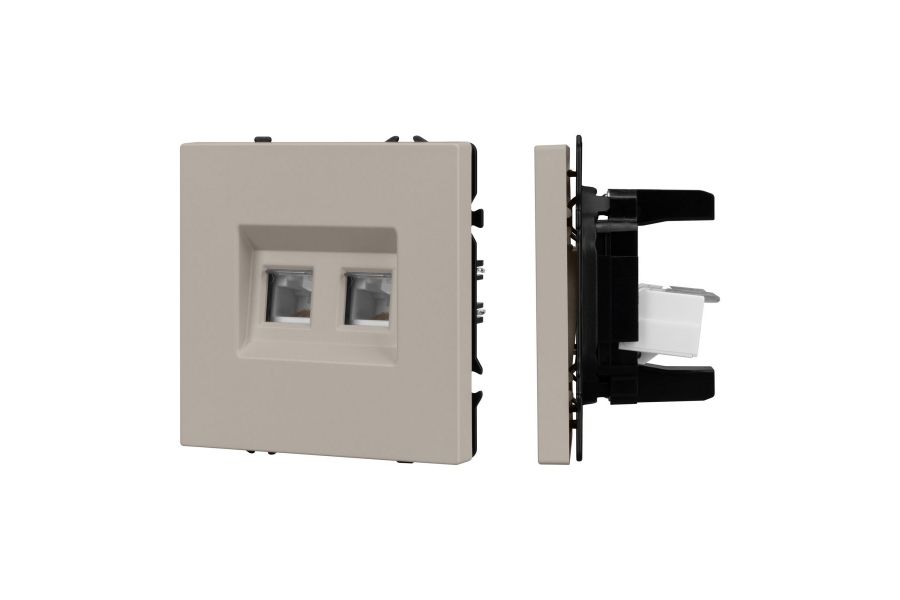 Механизм сдвоенной компьютерной розетки Arlight SCT-NOBE-MPC2-SFPL-CA (RJ-45, CAT6) 059450