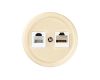 Розетка телефонная RJ11 + компьютерная RJ45 сл. кость Болонь TDM Electric SQ1820-0352