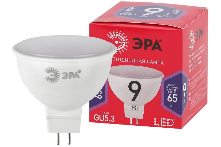 Лампа светодиодная Эра GU5.3 9W 6500K LED MR16-9W-865-GU5.3 R Б0045353
