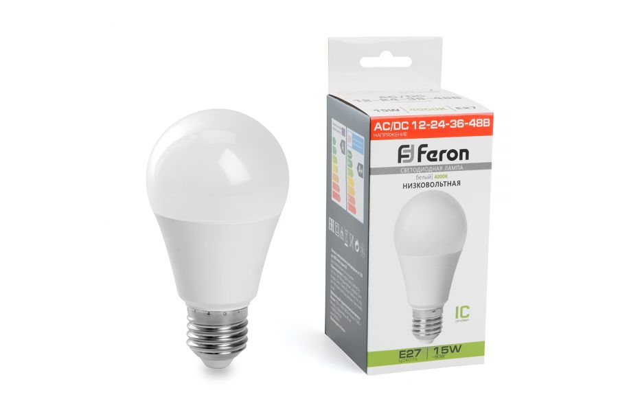 Лампа светодиодная низковольтная Feron LB-194 Шар E27 15W 4000K 48730