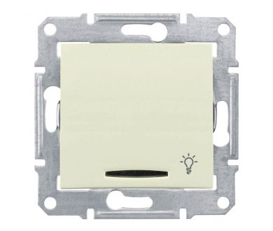 Выключатель кнопочный с синей подсветкой Свет Schneider Electric Sedna 10A 250V SDN1800147