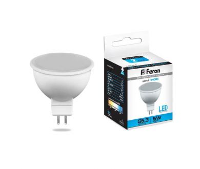 Лампа светодиодная Feron MR16 G5.3 5W 6400K Грибок матовая LB-24 25125