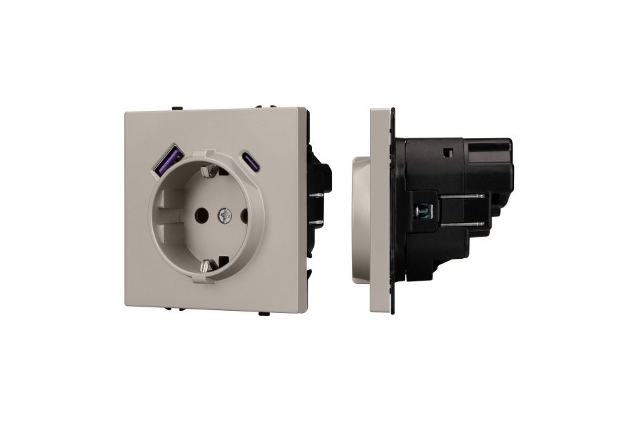Розетка зк со шторками с USB тип А+С софт-тач кашемир Arlight SCT-MUAC-SFPL-CA (250V, 16A) 059444(1)