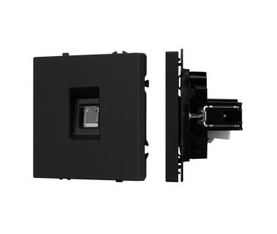 Розетка телефонная софт-тач черный оникс Arlight SCT-MTL1-SFPL-BK (RJ-11, 4C) 054301(1)